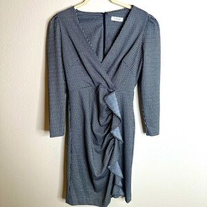 Calvin Klein houndstooth SZ 4 ruffle shimmer dress good condition